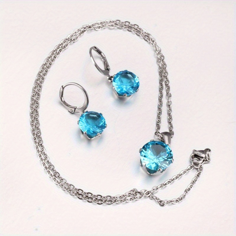 3pcs Rhinestone Pendant Necklace Set